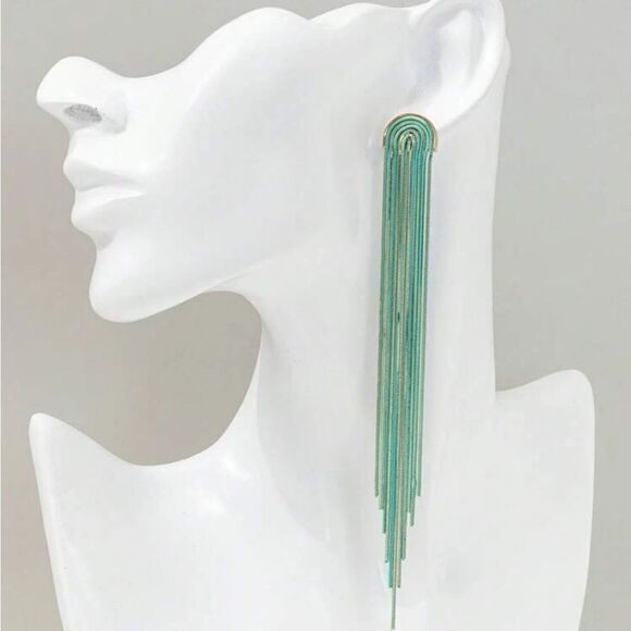 Metal Tassel Drop Earrings - Picture 4 of 10